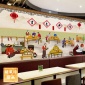 大型中式美食砂锅粥生意兴隆壁画餐馆茶餐厅背景墙壁纸早餐店墙纸