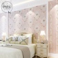 简欧田园温馨卧室AB版无纺布壁纸3D凹凸鎏金粉色碎花客厅背景墙纸